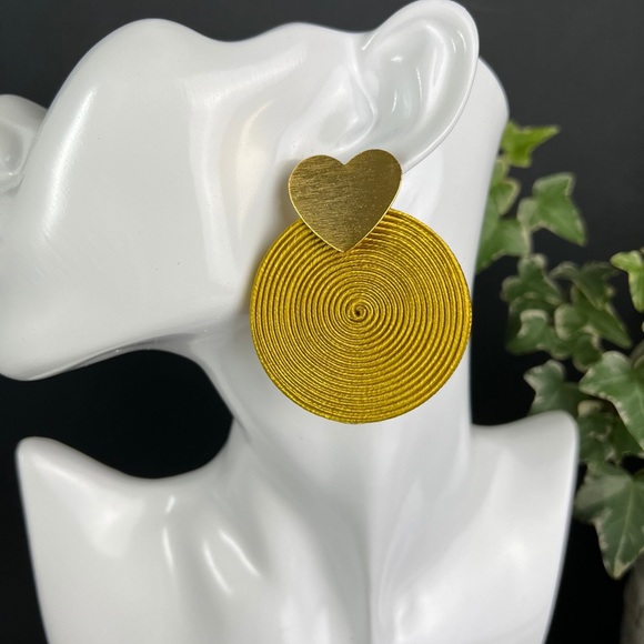 Elegant Yellow & Gold Dangle Earrings - Round Earrings - Trendy Summer Earrings - Picture 1 of 7